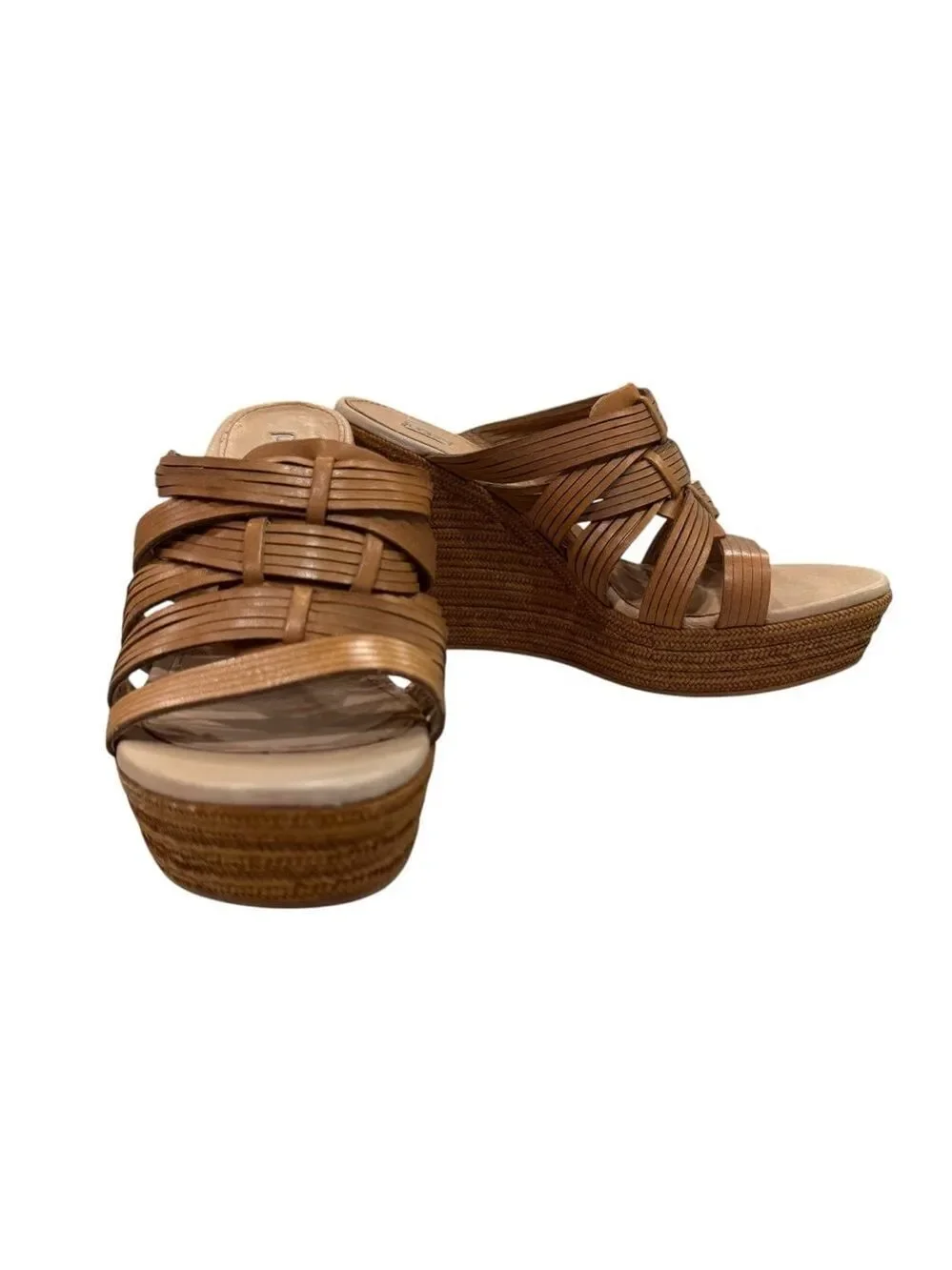 UGG Brown Leather Melinda Wedge Sandals Size 10